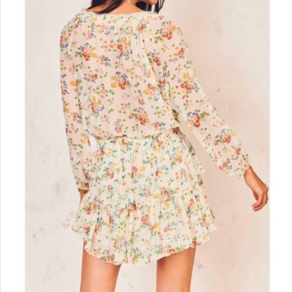 NWOT LOVESHACKFANCY Silk Popover Dress Ruffle in Floral Confetti (Size M) - Picture 4 of 9
